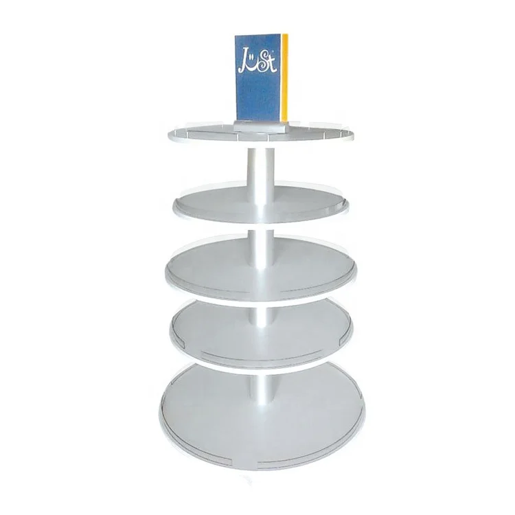 Custom freestanding 5 tier mdf wood round display table/shop display furniture/store tower display