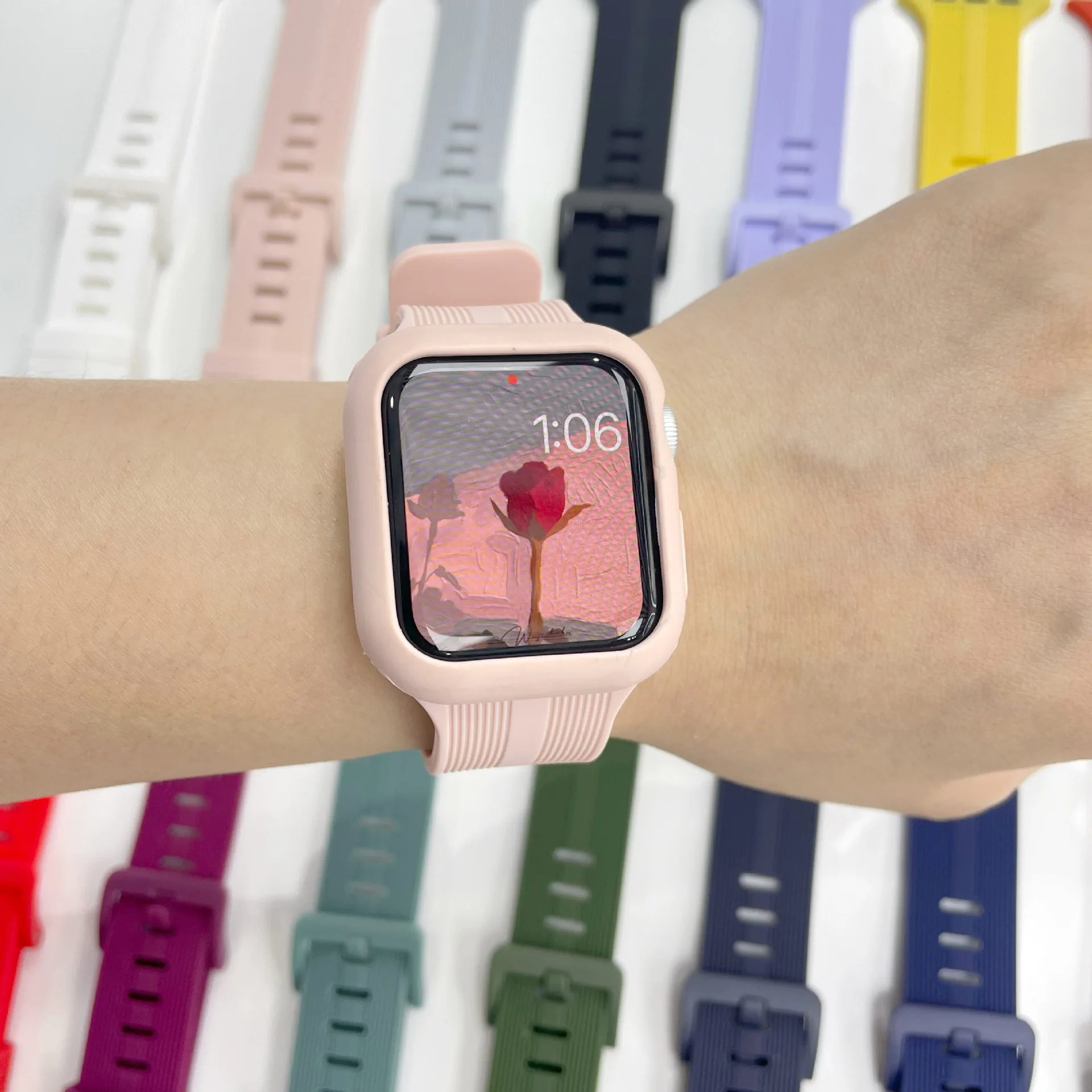 Watch Band Custom Logo Silicone Soft Wide Strap Solid Color 6 5 42mm 45mm for Iwatch Sport OEM ODM Custom Designs 1pcs/opp Bag