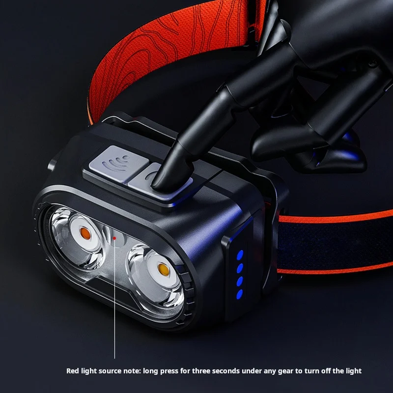 Ultra-Light LED Mini Headlamp 8-Mode Flashlights USB Rechargeable Sensor Waterproof Adjustable Outdoors Lithium Ion Switch