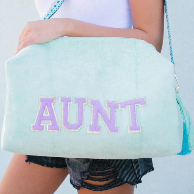 Portable embroidery beach snacks magic duffle bag wifey leather pu bags for travel vacay creative custom shoulder bag women