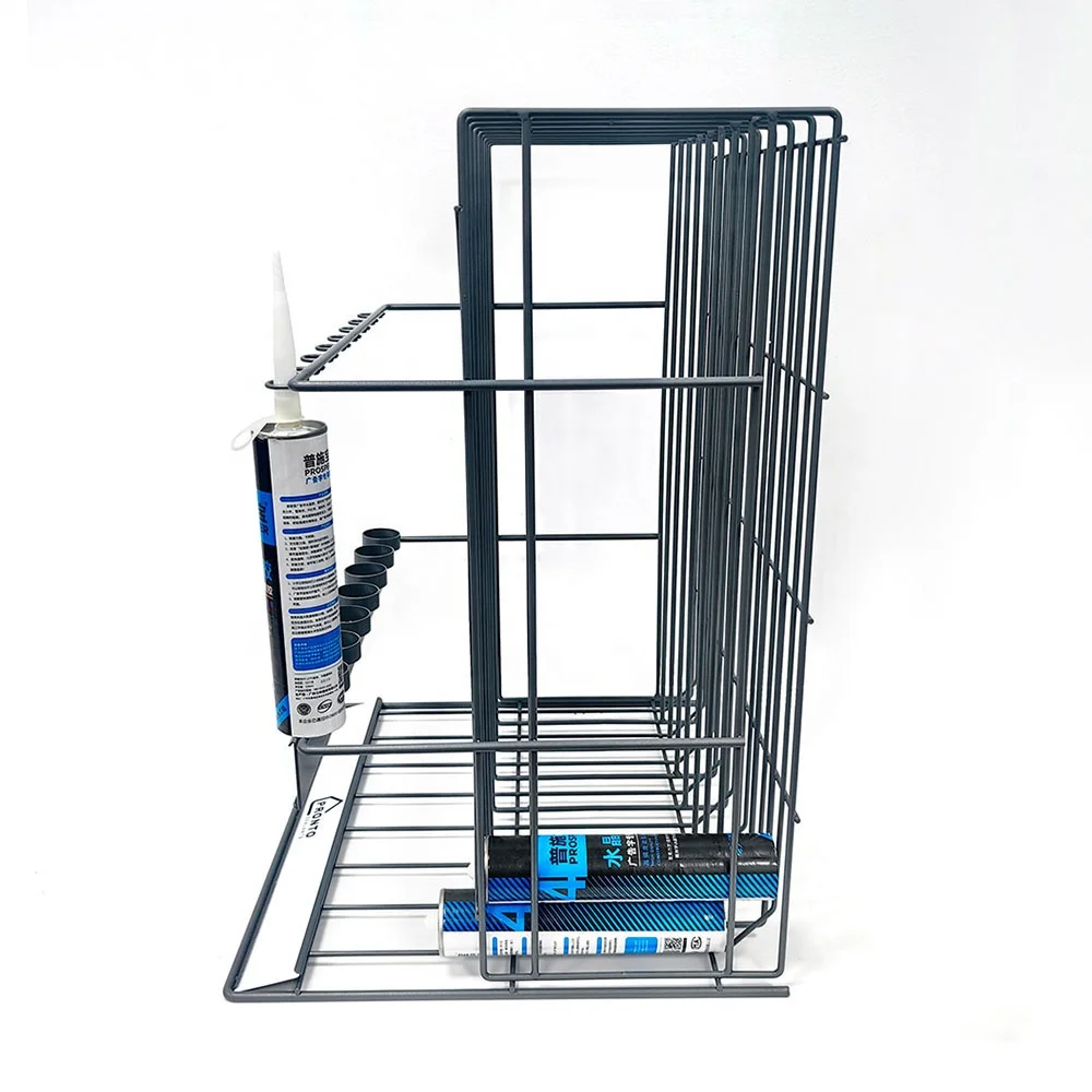 Retail Counter Top Display Rack Metal Wire Silicone Sealant Binder Glass Cement Glue Rack Cartridge Dispenser Stand