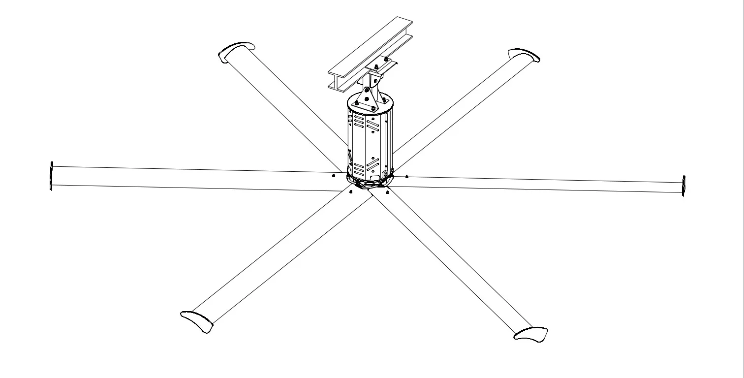 6,12 м/20 футов большой диаметр маломощный воздушный охлаждающий вентилятор Hvls большой промышленный потолочный вентилятор для молочной фермы
