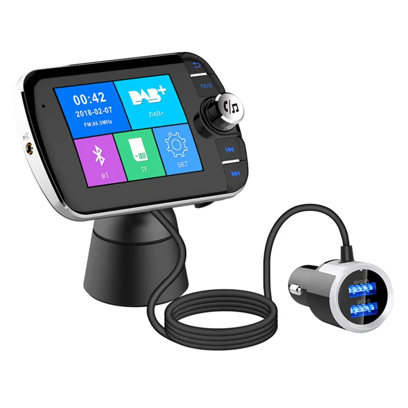 Car Radio Receiver DAB Digital Audio Broadcasting Handsfree With Antenna QC3.0 USB Charger Dab Fm Transmitter Car Mp3 Player