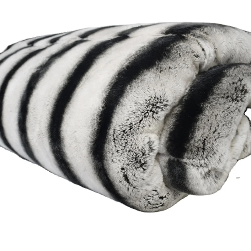 Модное роскошное высококачественное толстое одеяло из Шиншиллы и кроличьей кожи MWFur для кровати