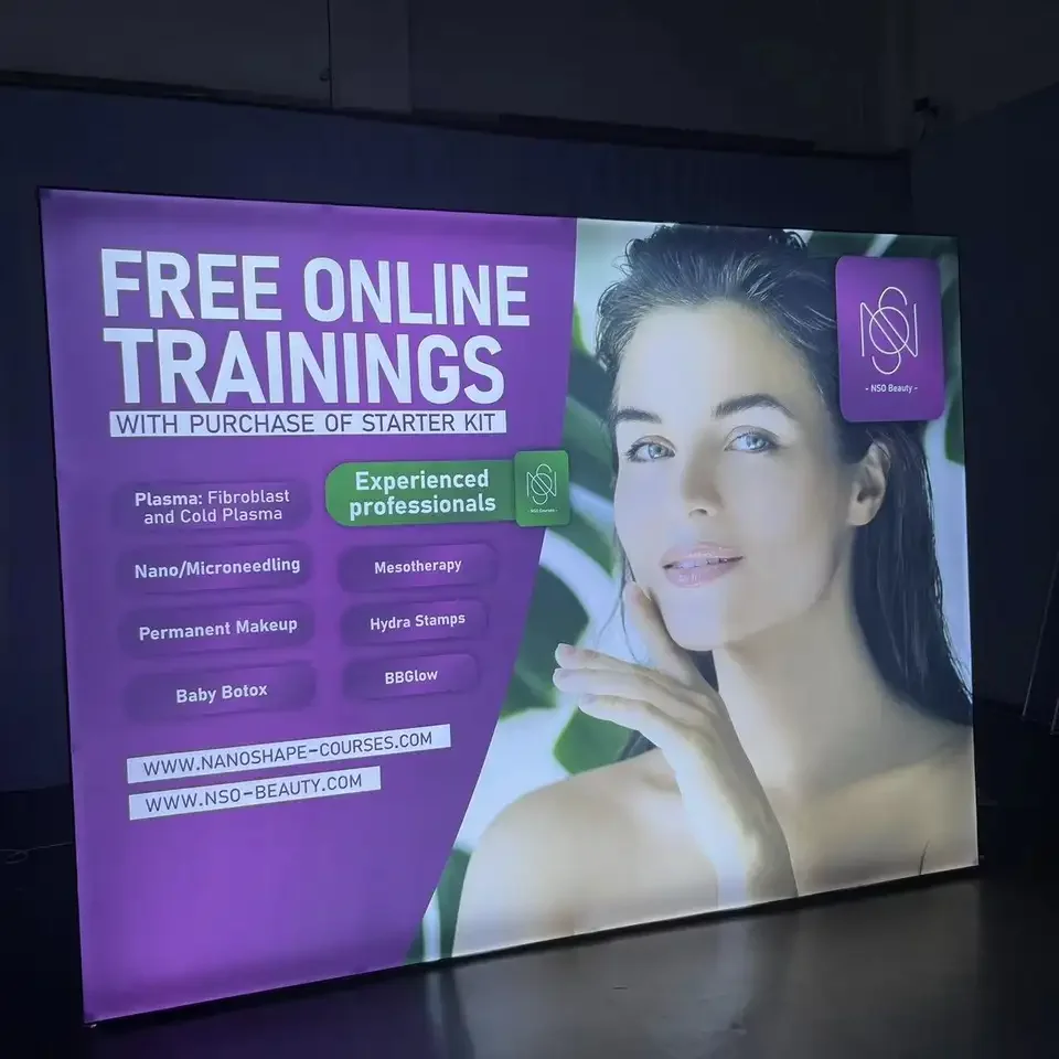 Tension Fabric Graphic Aluminum Alloy Frame Portable Pop Up SEG Light Box Backlit Backdrop Wall Display