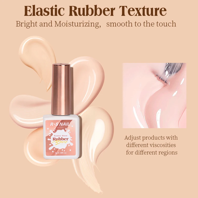 R S Nail Long Lasting Rubber Base Gel 8g Wholesale Supplies Oem Bulk 180 Colors Rubber Base Gel Uv Nail Rubber Base Coat