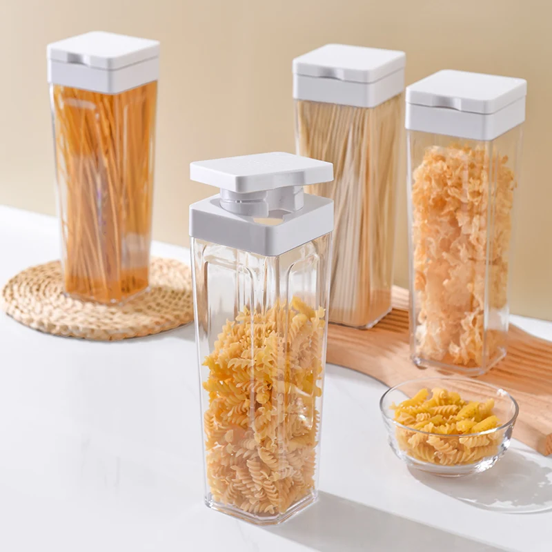 Kitchen Pantry Stackable Airtight Cereal fridge Organizer Dry bulk Food Storage Container Grain Transparent Tank with lid