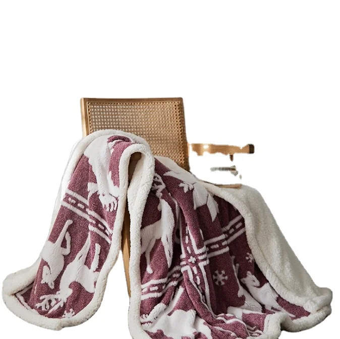 Double Layers Jacquard Sherpa Blankets Fleece Blanket Soft Warm Sherpa Cobijas Throw Blanket For Winter
