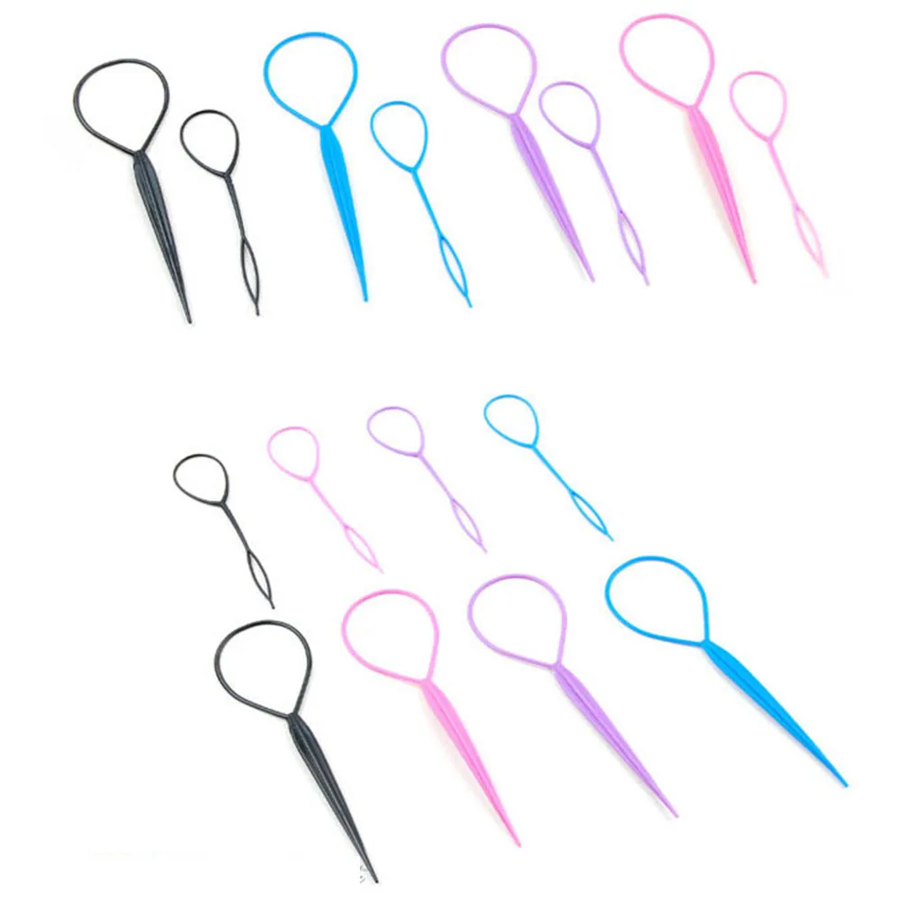 Popular 2pcs Ponytail Creator Plastic Loop Styling Tools Black Topsy Pony topsy Tail Clip Hair Braid Maker Styling Tool Fashion
