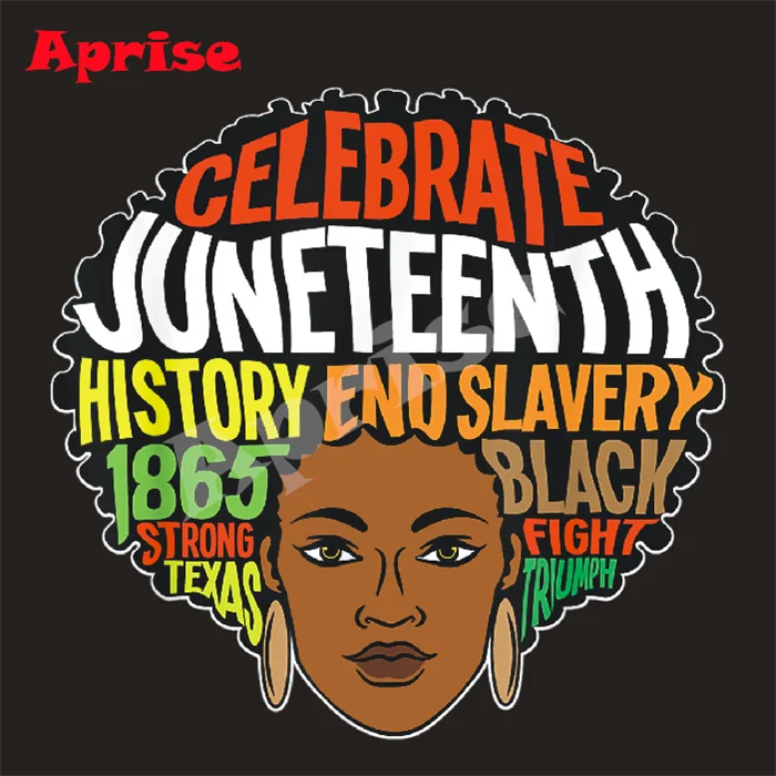 heat transfer printing 1865 juneteenth DTF Heat motif celebrating black freedom  plastisol vinyl iron on for MAN t shirt