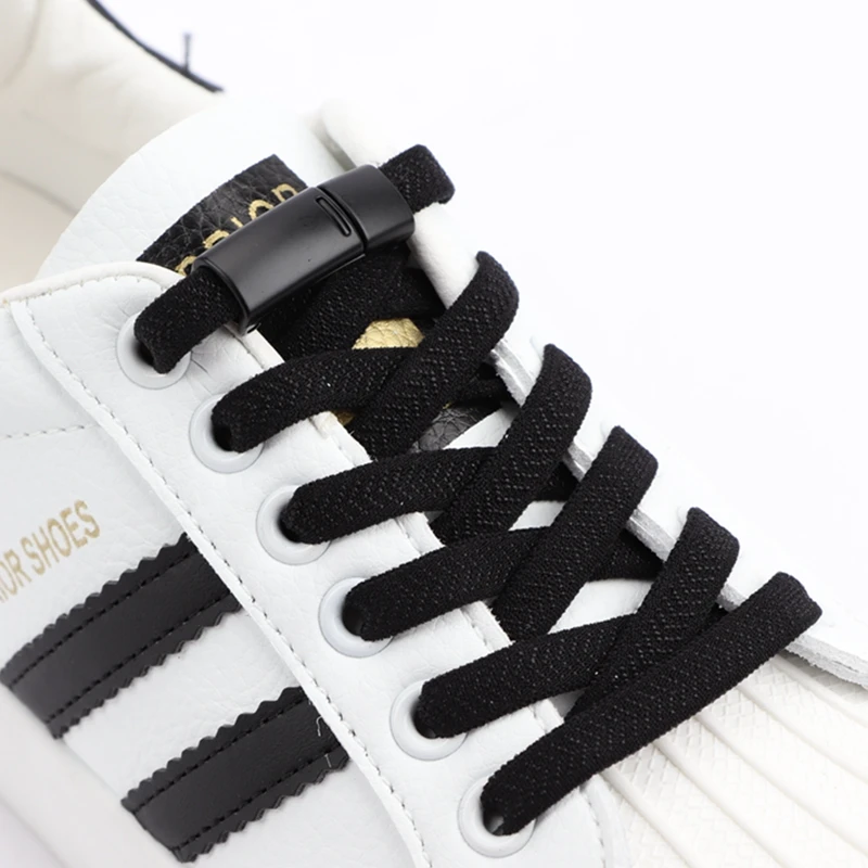 New Quick Metal lock Magnetic Shoe Laces Flat Elastic Lazy Shoelace Sneakers Shoes No Tie Shoelaces