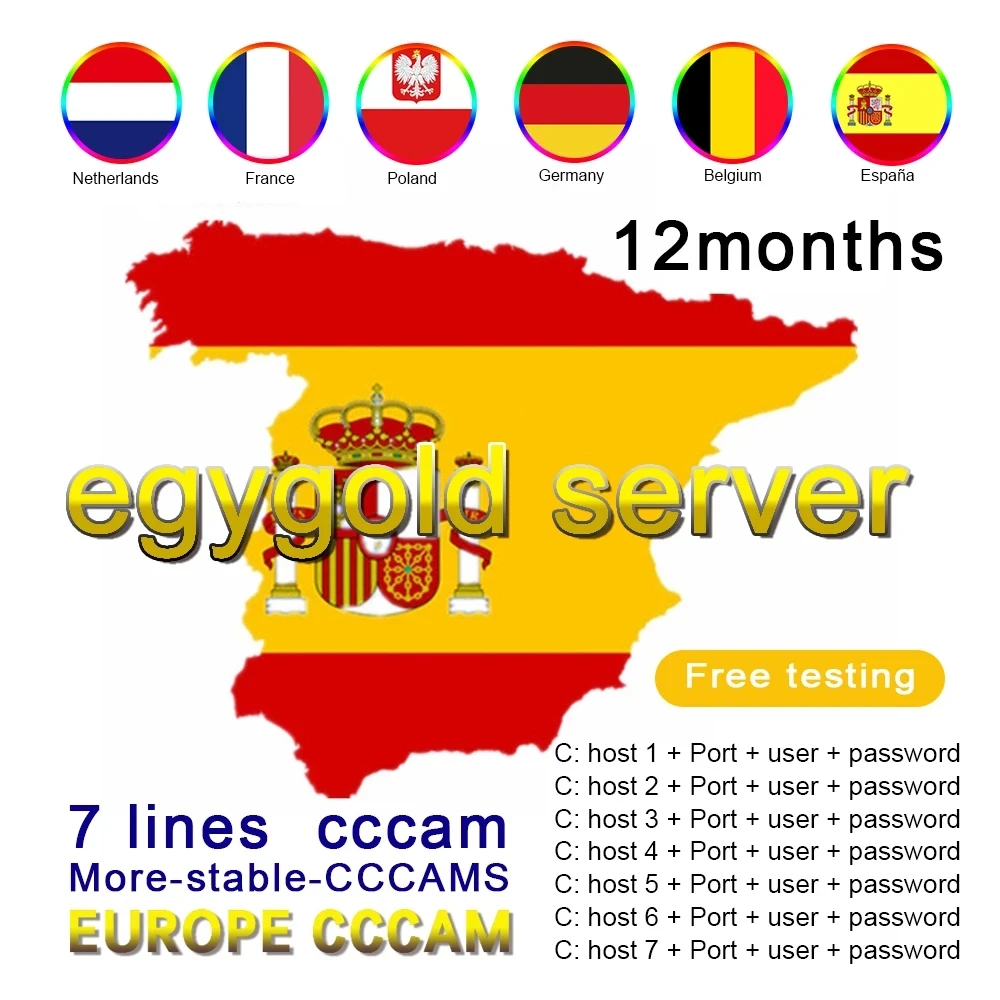 Egygold cccam clines для Европы Испания Португалия Польша США Германия 7 линий спутникового ТВ-приемника