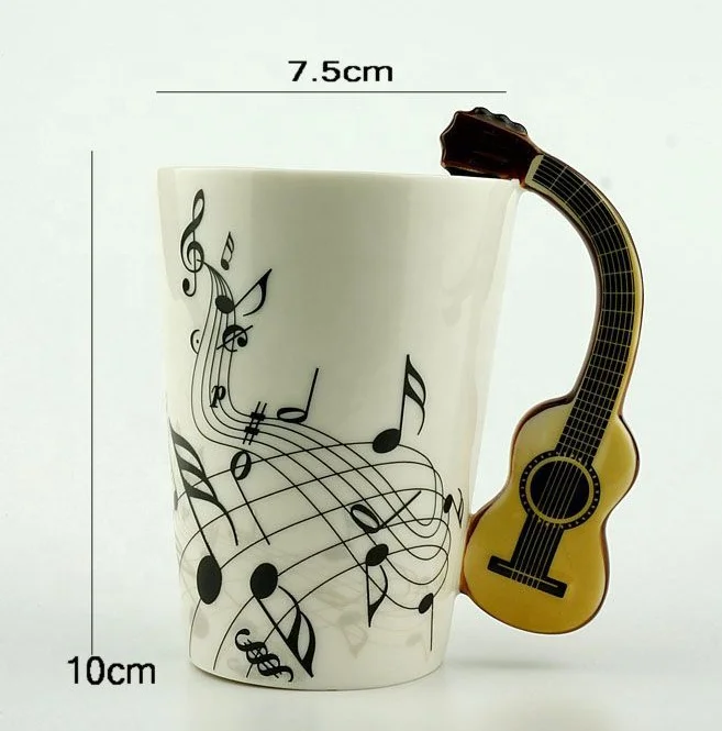 Creative unique design electric guitar musical instrument ceramic coffee mug with funny handle