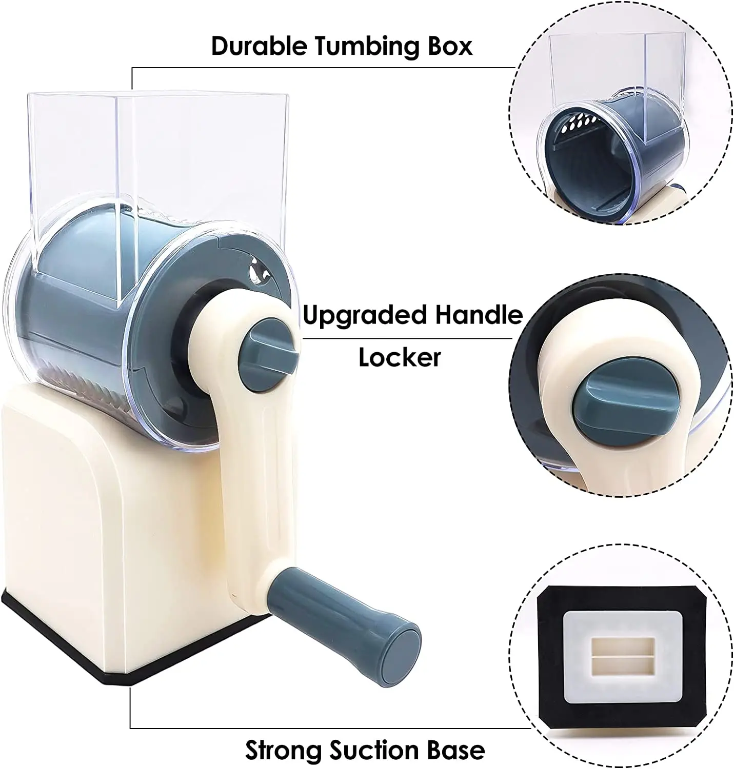 Kitchen 3 In 1 Manual Drum Rotary Cheese Grater Round Mandoline Vegetable Cutter/Slicer/Chopper Safe Food Grinder