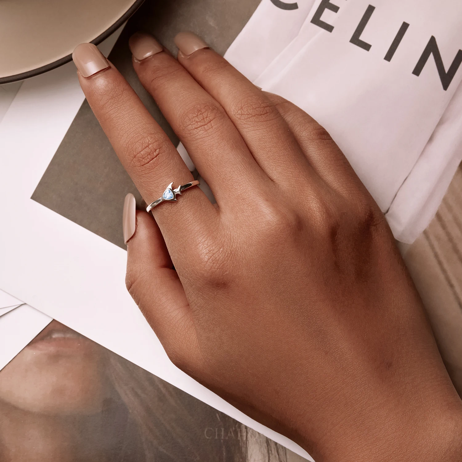 Jiangyuan 925 sterling silver cute seahorse fish adjustable rings love arrow open size ring for women jewelry