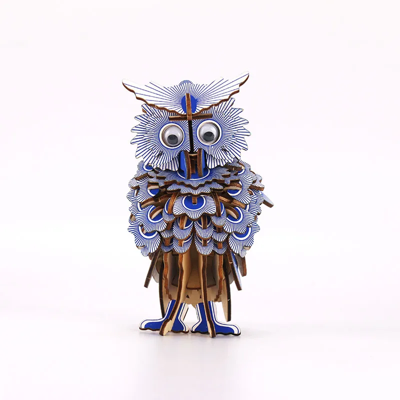 Jigsaw Puzzle Assembly Model Educational Toy Wooden Puzzle Animal Craft Puzzle Colorful Owl DIY 3D 2 Sheets/set 7KG/6.6KG 142pcs