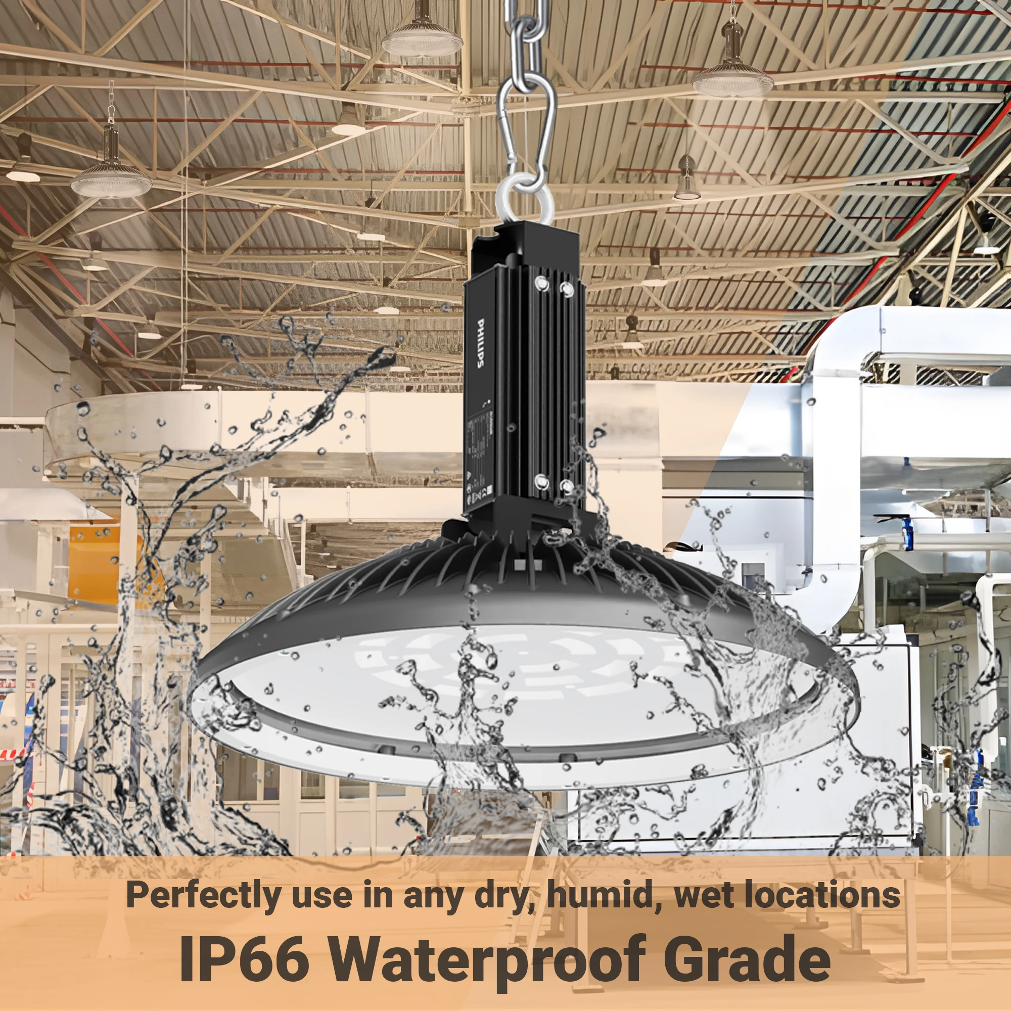 Factory Price 100W 150W  220V 110V Aluminum Black Round Industrial Waterproof High Bay Led Lights for Warehouse Workshop