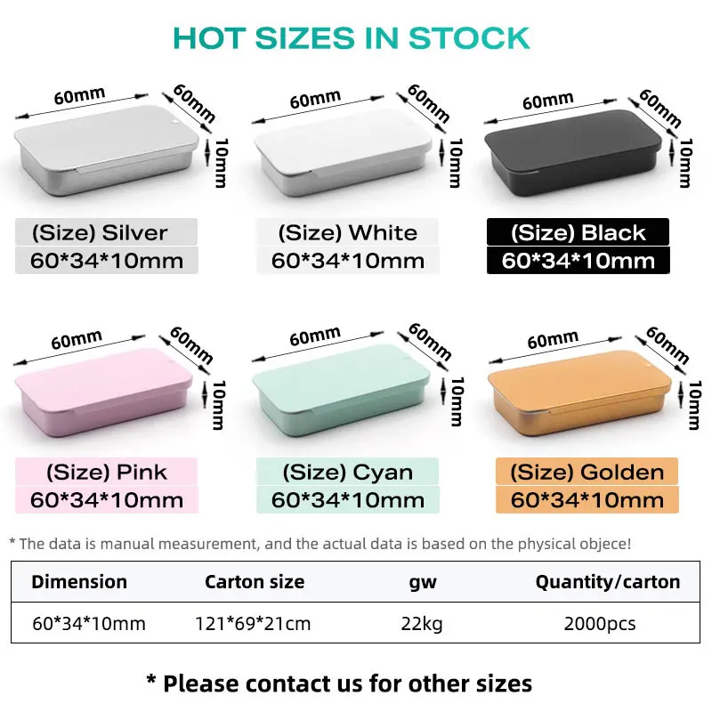 20ml 30ml small metal drawer packing tin can custom design mini rectangle aluminum container jar box for candy