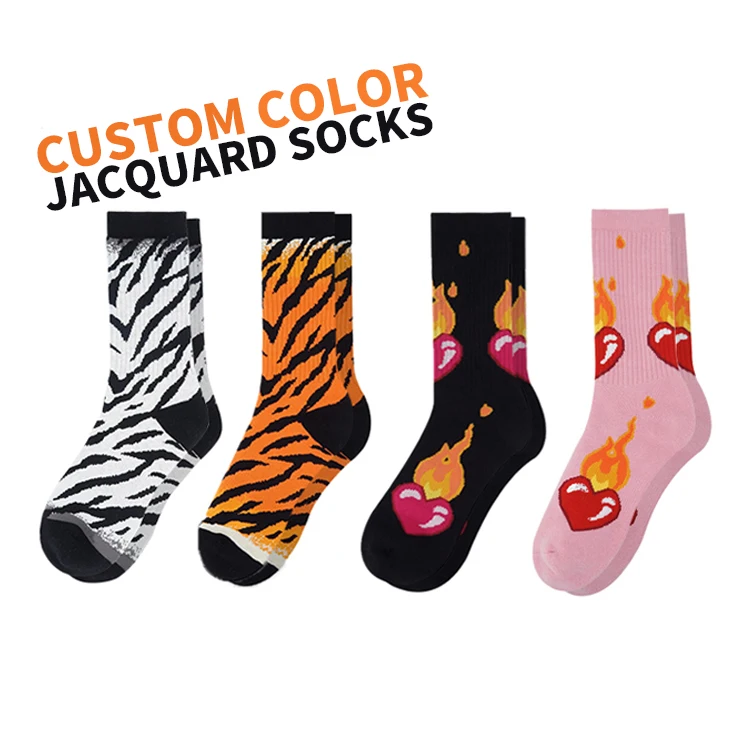 Hot sale high quality design your own womens fashion cotton socks custom sock jacquard with logo