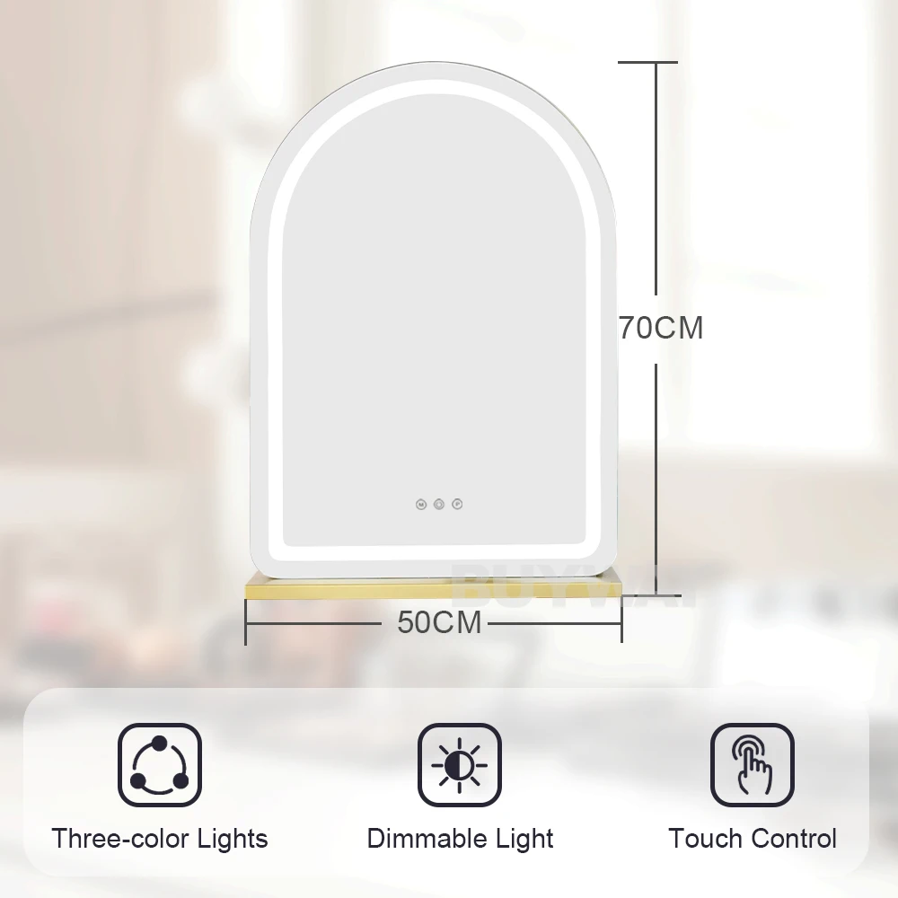 AMZ Hot Sale Dressing Table Large Vanity Mirror Dimmable LED With 3 Color LightsLighted Hollywood Makeup Mirror For Bedroom