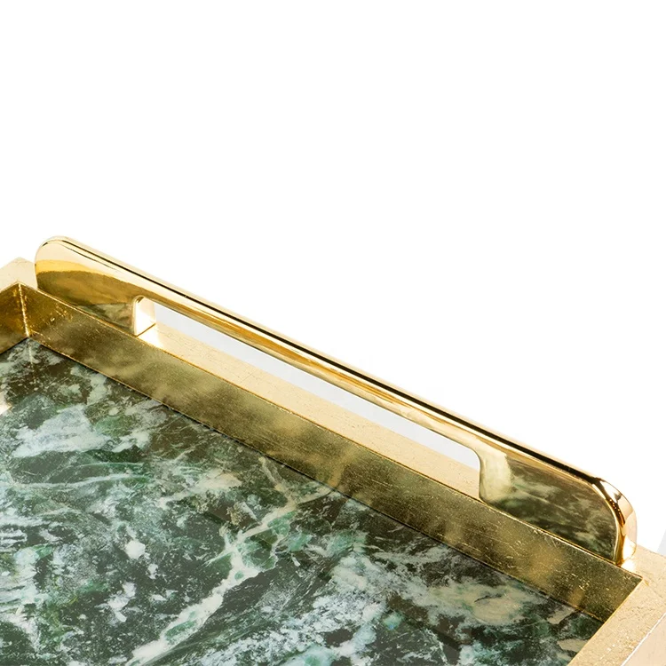 Sawtru Factory New Wooden Marble Tray for Chocolate/hotel/restaurant/home/kitchen Serving Tray with Metal  Handles With SABER Certificate