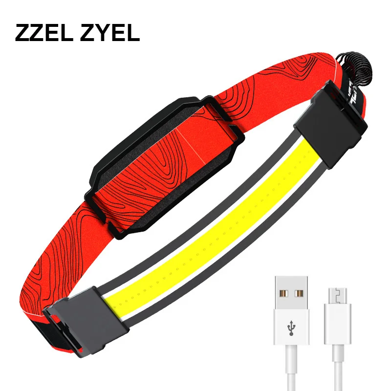 Portable USB Chargeable COB LED Headlamp 18650 With Built-In Battery Flash Light Night Running Cycling Fishing Camping Head Lamp