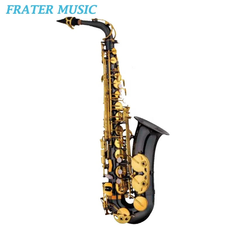 High grade Black nickel plated body bell professional model Eb tone Alto Saxophone with high F key and gold color keys (JAS-232)
