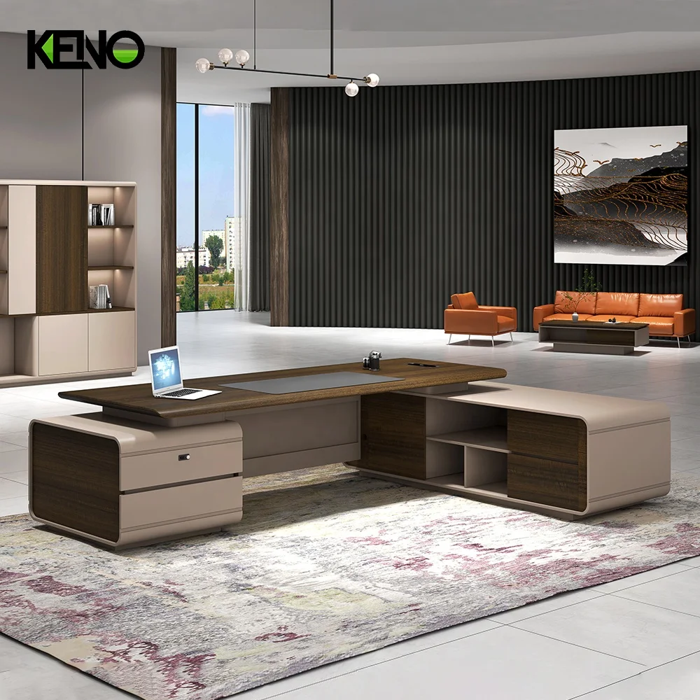 Boss Luxury Large Modern Mesa De Escritorio Foshan Black Office Work President Table Complete Computer CEO Desk with Drawer