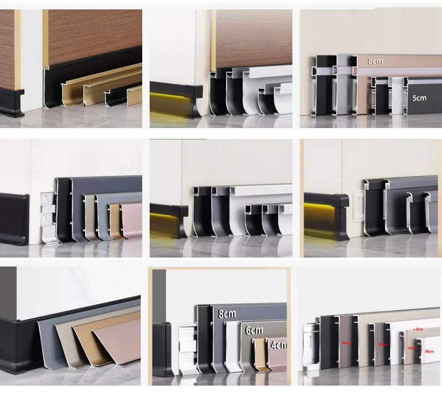 Metal Aluminium Profile Skirting Baseboard Wall Skirting Board Flooring Trims Aluminum Skirting Baseboards