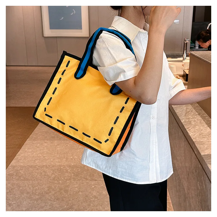 Japanese 2d Large Capacity Canvas Bag Cartoon 3D New One Shoulder Special Bag