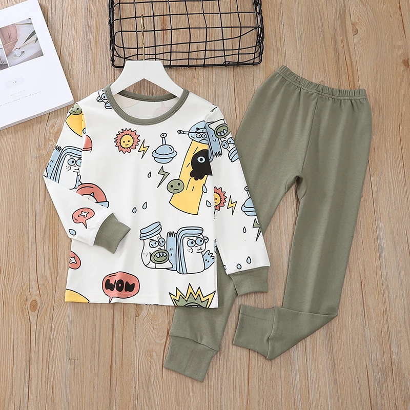 OEM High Grade Quality100% Cotton Autumn And Winter Two Piece Pyjama Kids Pajama Set
