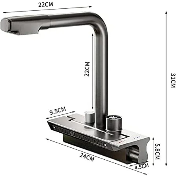 Hot Selling Nano Black 304 Stainless Steel Handmade Kitchen Sink Waterfall Pull Out Kitchen Faucet