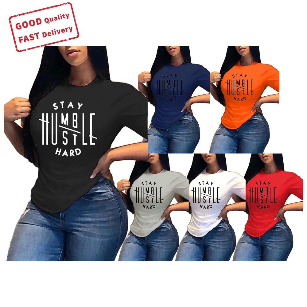 
GQ1356 2021 new arrivals clothing t-shirt letter printing cotton t-shirt feminin casual plus size t-shirts 