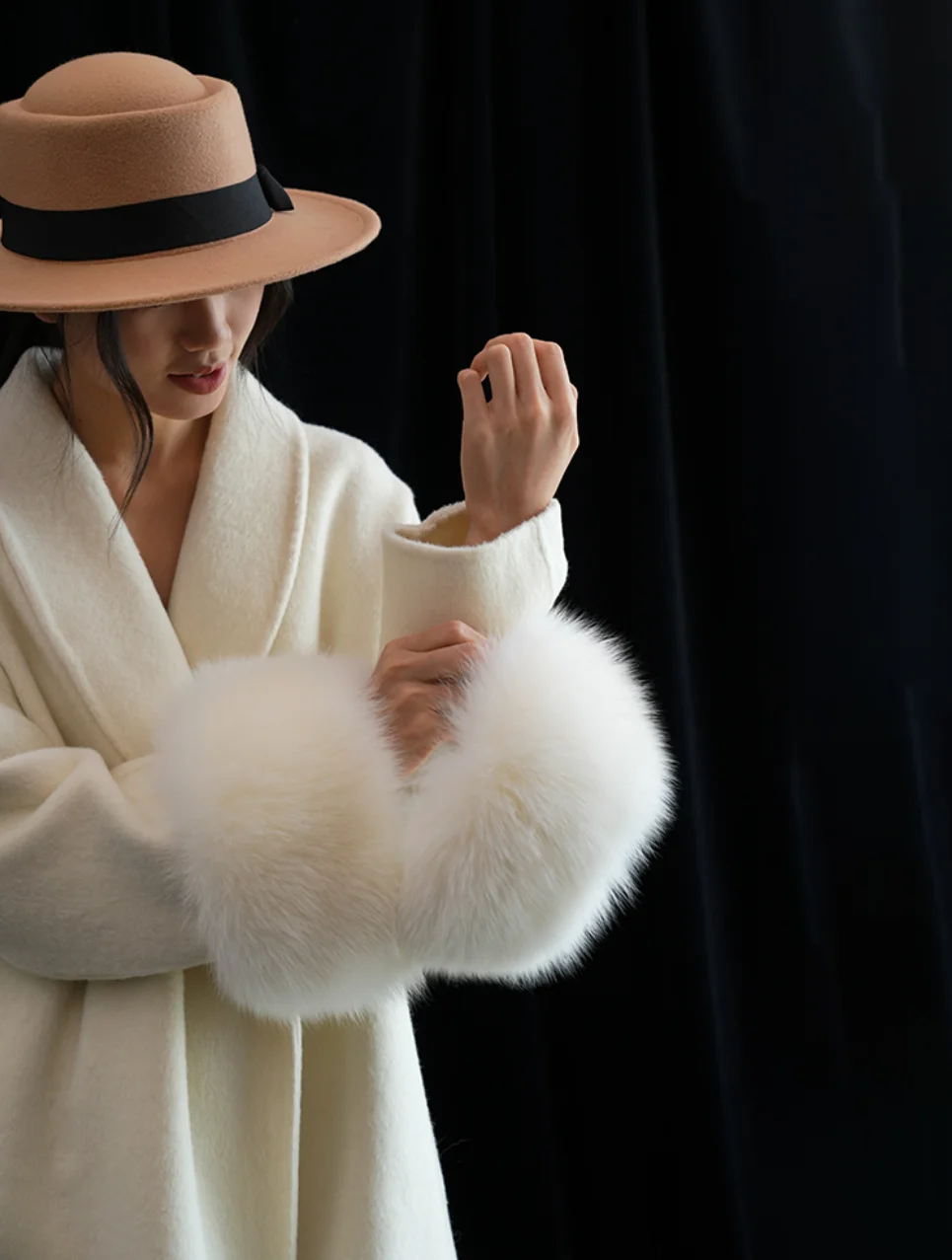 New Arrival QC24029 Hot Selling  Women Casual Long Cashmere Coat