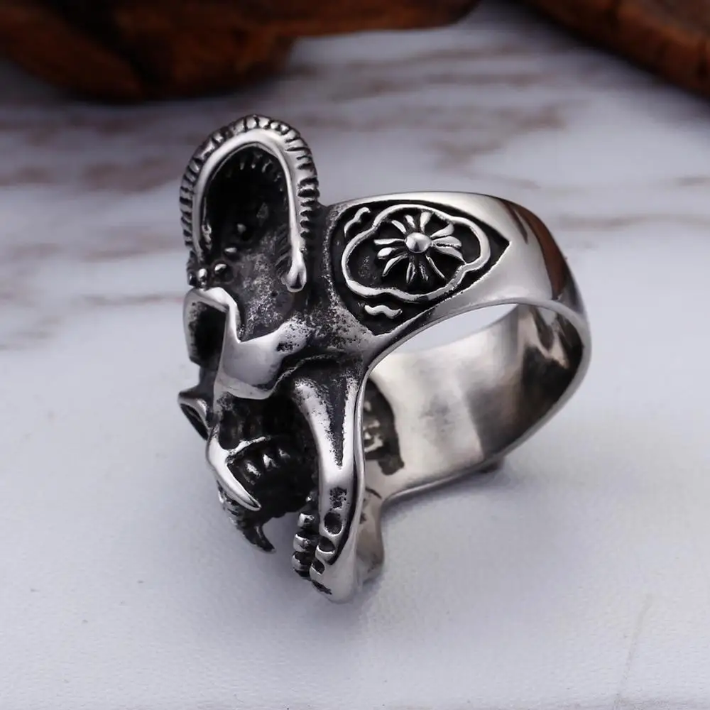 KALEN Wholesale 316L Stainless Steel Punk Demon Skull Rings