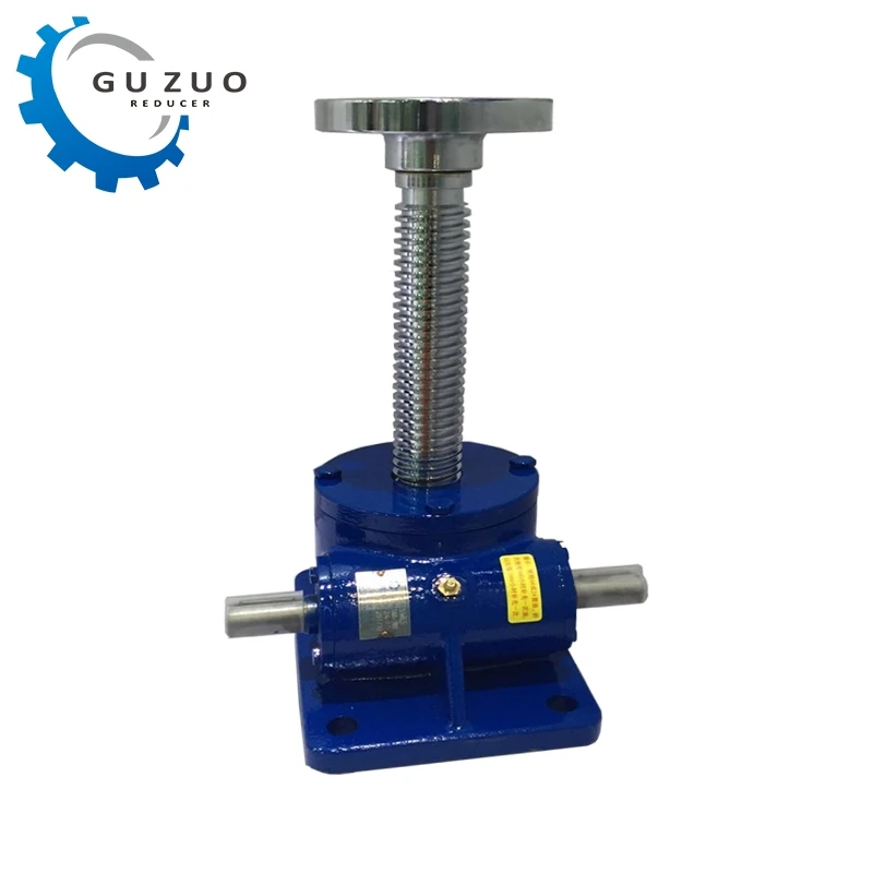 Guzuo New SWL100T Trapezoidal Large Hand Manual Bevel Wheel Lift Worm Gear Screw Jack With Swl Series Rotating Mechanism Rotating Nut