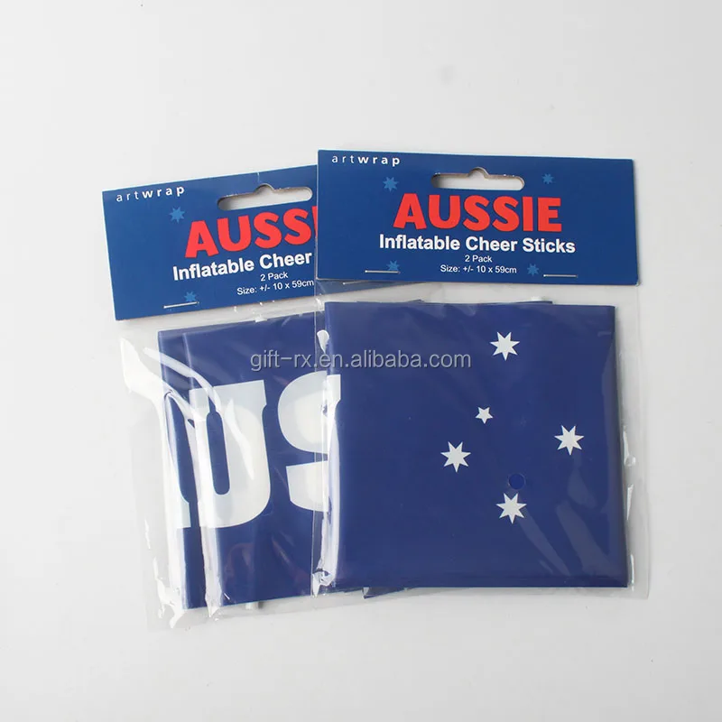 High Quality Custom Blue Inflatable Noisemaker Bang Stick Country Logo Toy for Anime Animal Love Sport Made from Durable Plastic