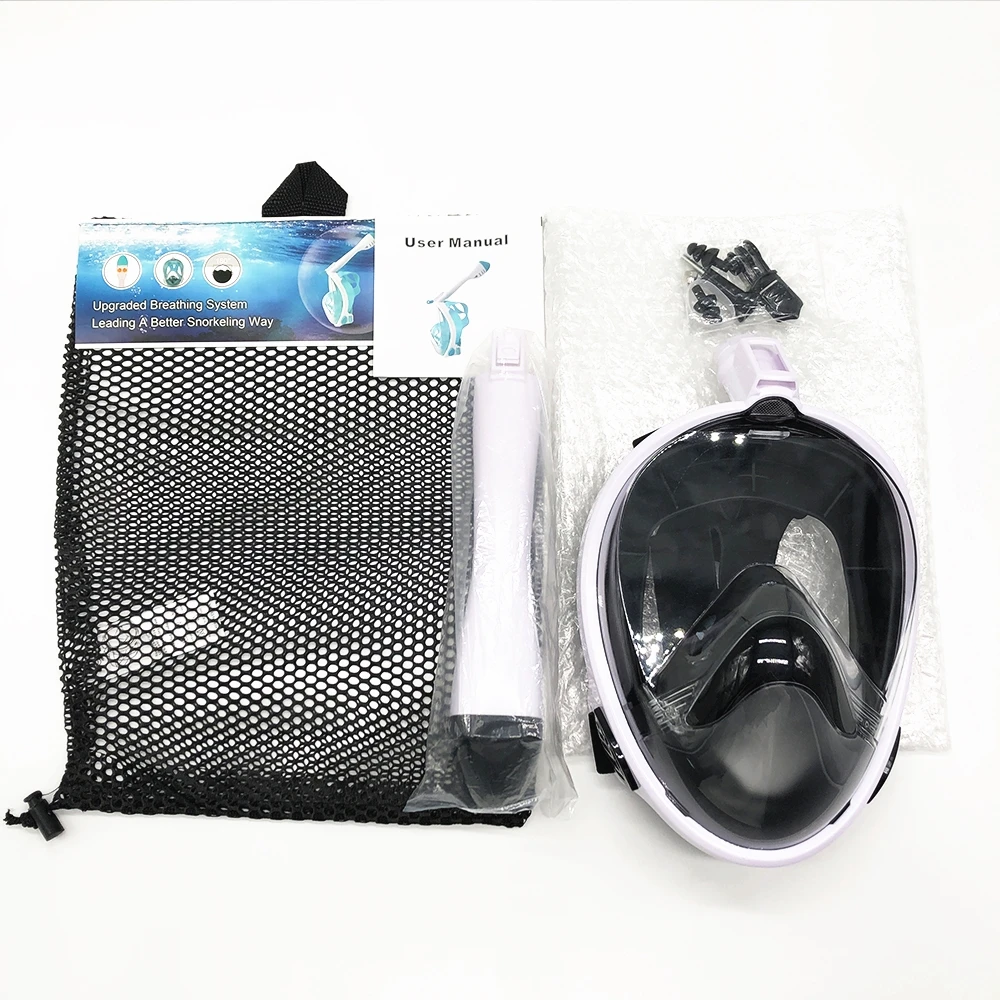 
China New High Quality Silicone Scuba Diving Mask Free Breath Adult 180 Field Of Vision Full Face Mask Anti Fog Set 