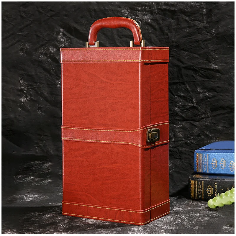 wine bottle gift box faux leather red wine packing box two pack wine box