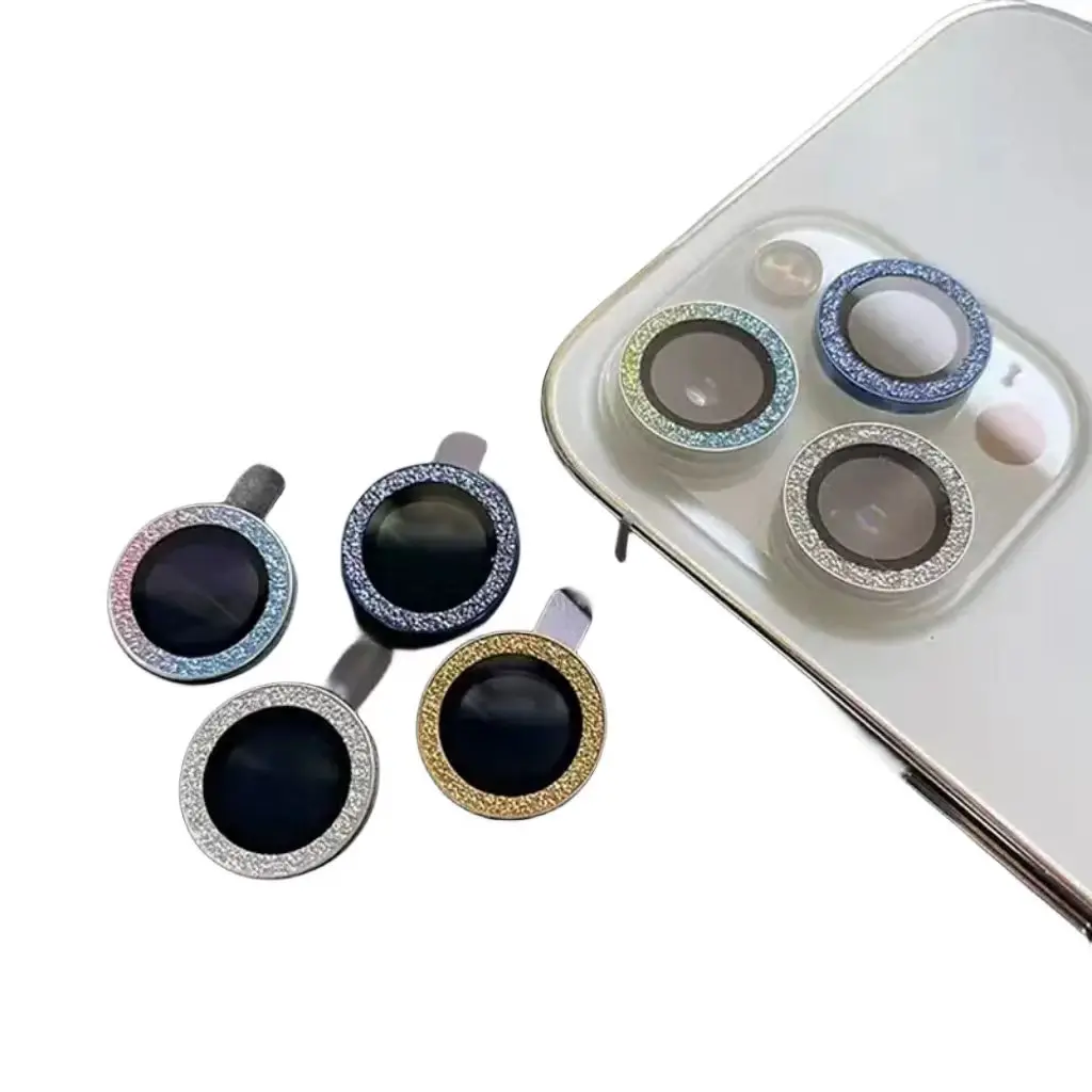 Glitter Camera Lens Screen Protector For iPhone 11 12 13 14 15 Pro Max Back Cover Camera Lens Bling Glass Lens Cover New
