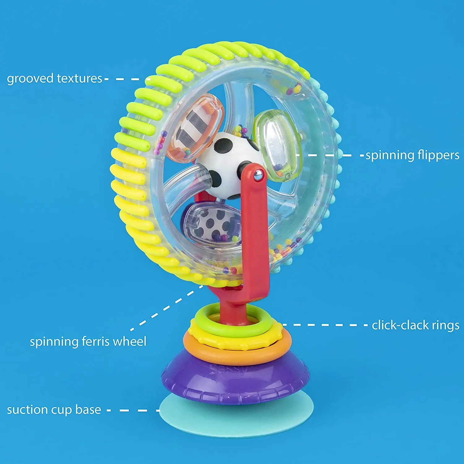 Wonder Wheel Spinner Activity Toy with Suction Cup Baby High Chair Toy Learning Toy for Baby Early Development Feeding Plaything
