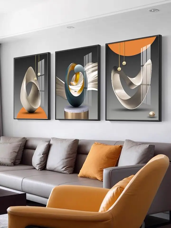 Eco-Friendly Material 3d crystal porcelain decorative painting  Hot Sale Wall Art 3 Panels decorative painting wall art