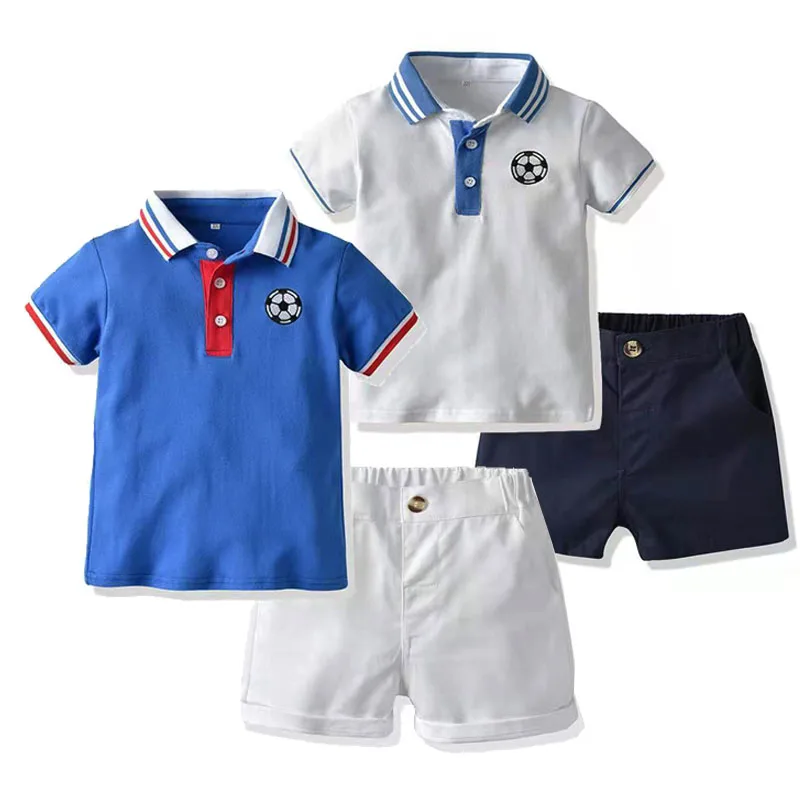 1 2 3 4 5 6 Year Old Infant Clothes Set 2 Piece Shorts Polo Toddler Boys Football Jersey Kids Baby Summer Soccer School Uniforms