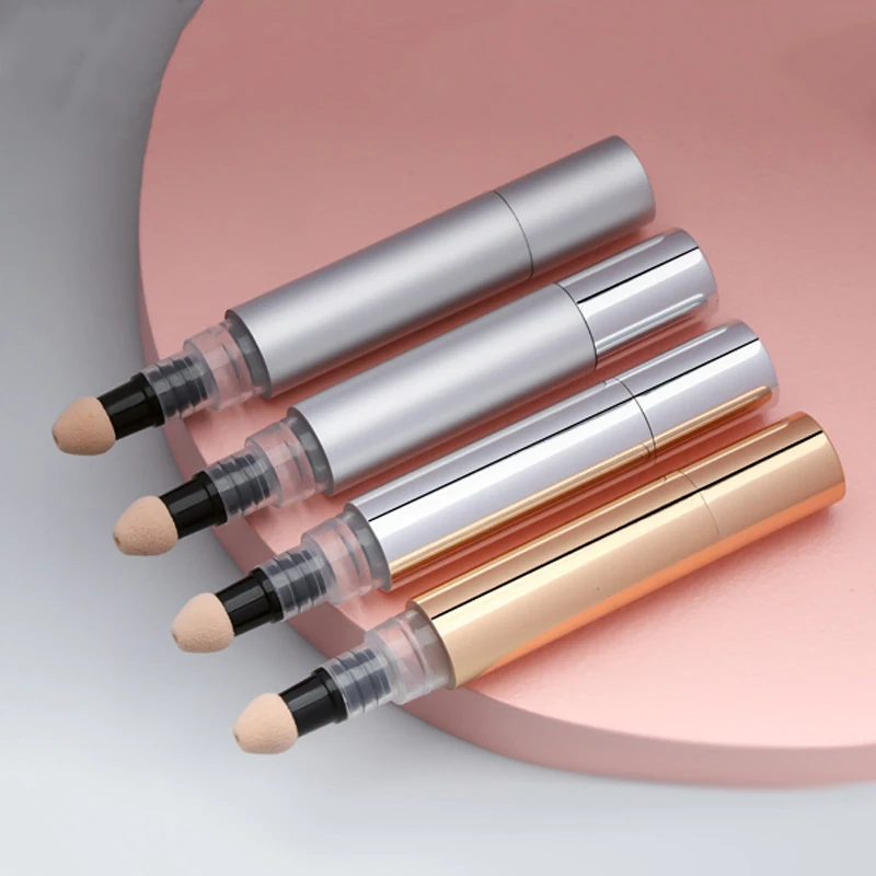 In Stock 5ml Twist Pen Cosmetic Container Silver Nail Polish Gold Concealer With Sponge