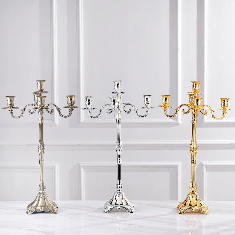 Nordic style retro-embossed candle holder decoration candle centerpieces for wedding table metal tall candelabra centerpieces