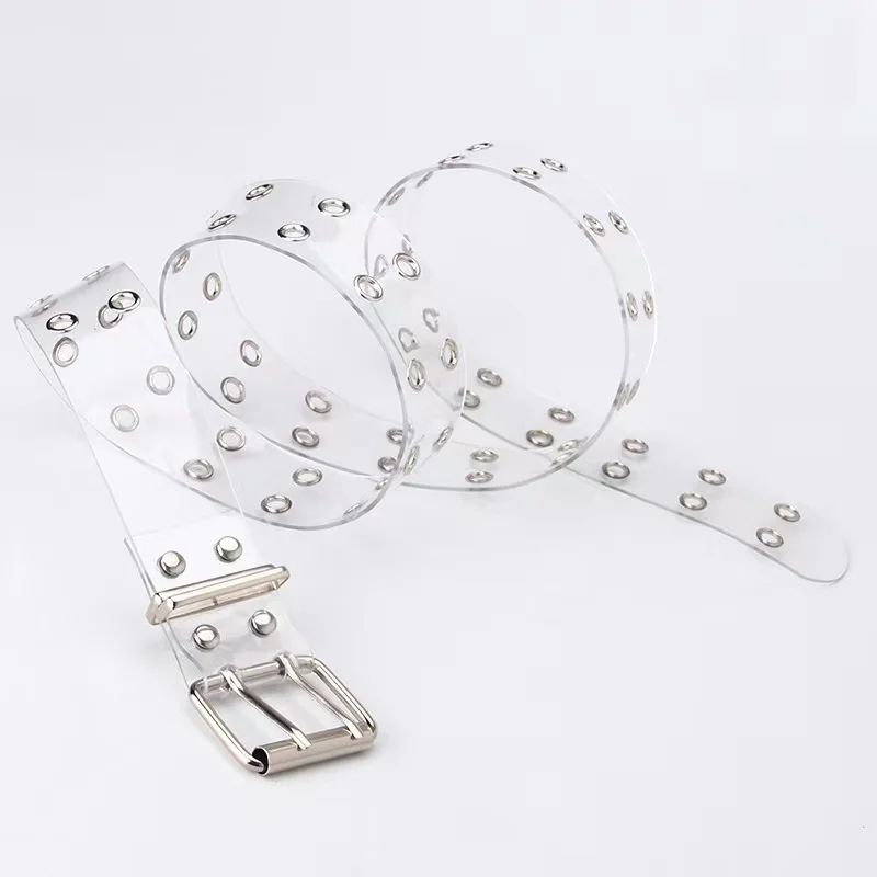 New cross-border fashion transparent belt with punk style double exhaust eye ladies belt jeans belt