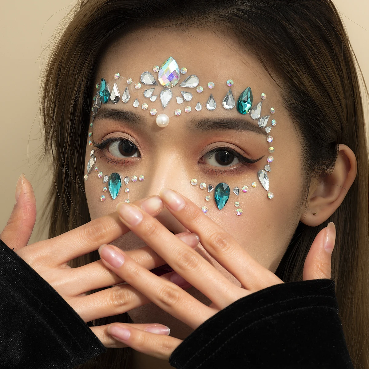 AliExpress Hot Selling Face Sticker Chest Sticker Art Party Decoration Water Resin Fluorescent Acrylic DIY Prom Face Sticker