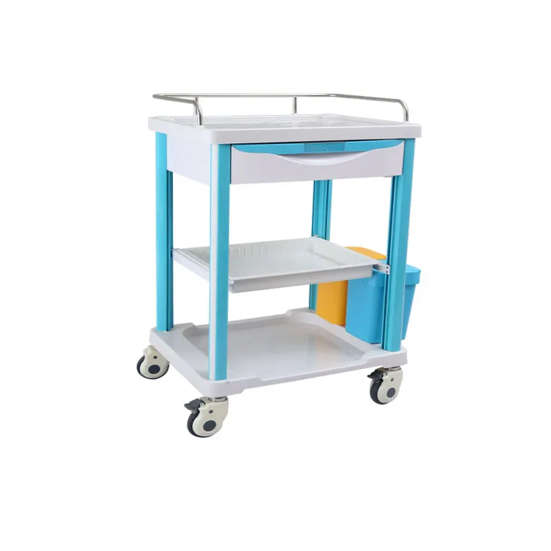 HICOMED ABS Treatment Cart Silent Multi-functional Nurse Medicine Delivery Cart Single-draw Three-layer Medical Trolley Nursing