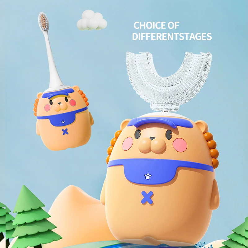 Portable Smart U Silicone 360 Degree Kids Sonic Toothbrush 5 Gear Automatic Electric Toothbrush for Kids