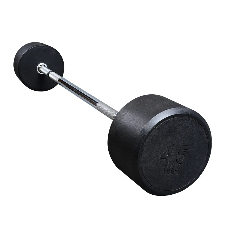 High Quality Commercial fitness gym equipment Rubber Straight Fixed Barbell Bar for sale